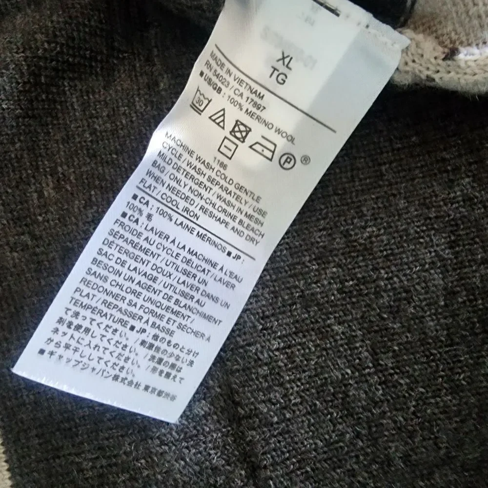 Banana Republic Men's Crewneck Sweater Wool- Dark Brown and Light Beige Stripes